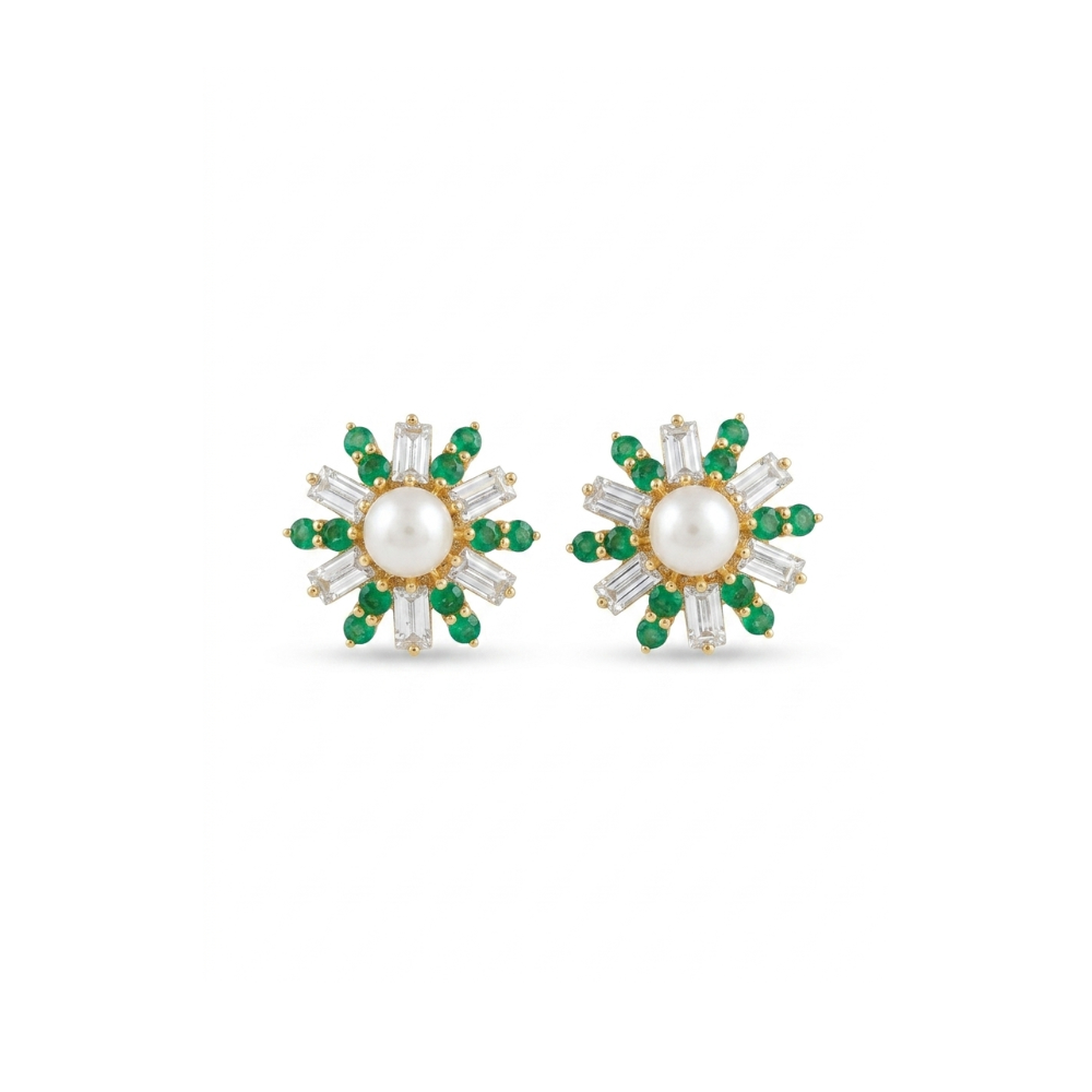 Emrald Stoned White Pearl Tops