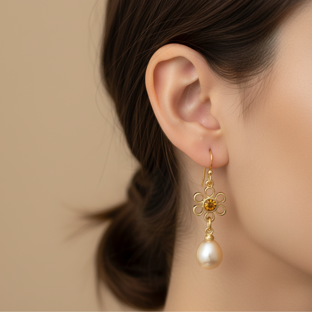 Peach Pearl Earring