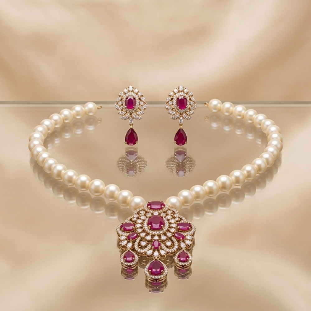 Freshwater Pearl Locket set with Ear Rings