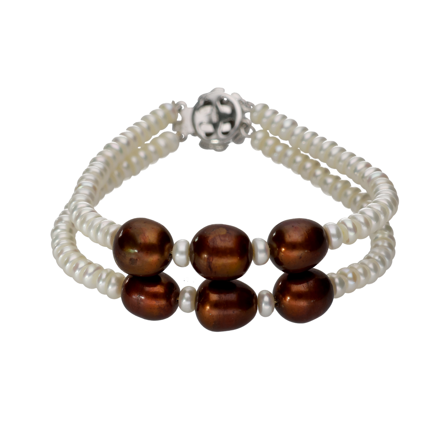 Brown & White Pearl Bracelet