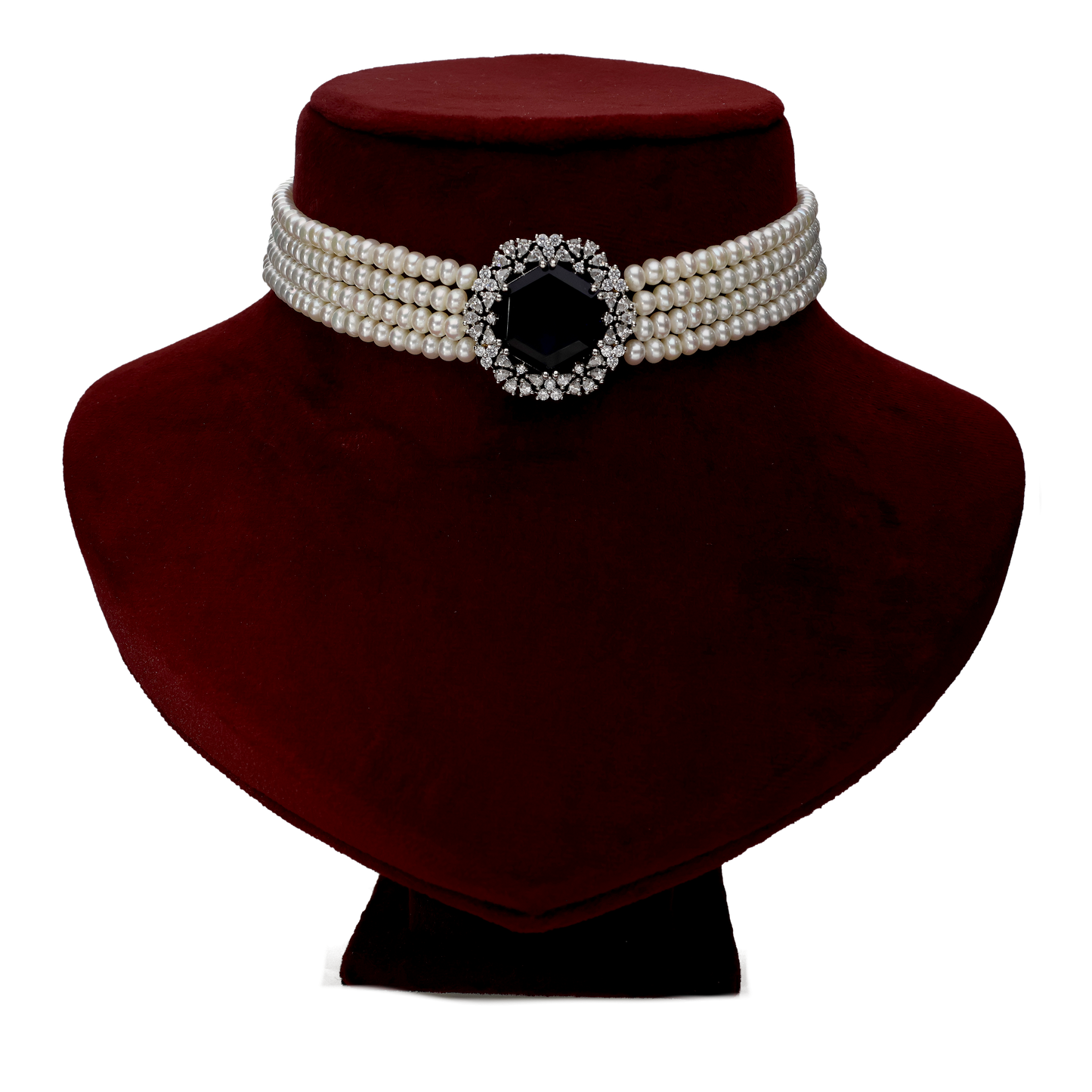 Blue Saphire Pearl Two Row Choker