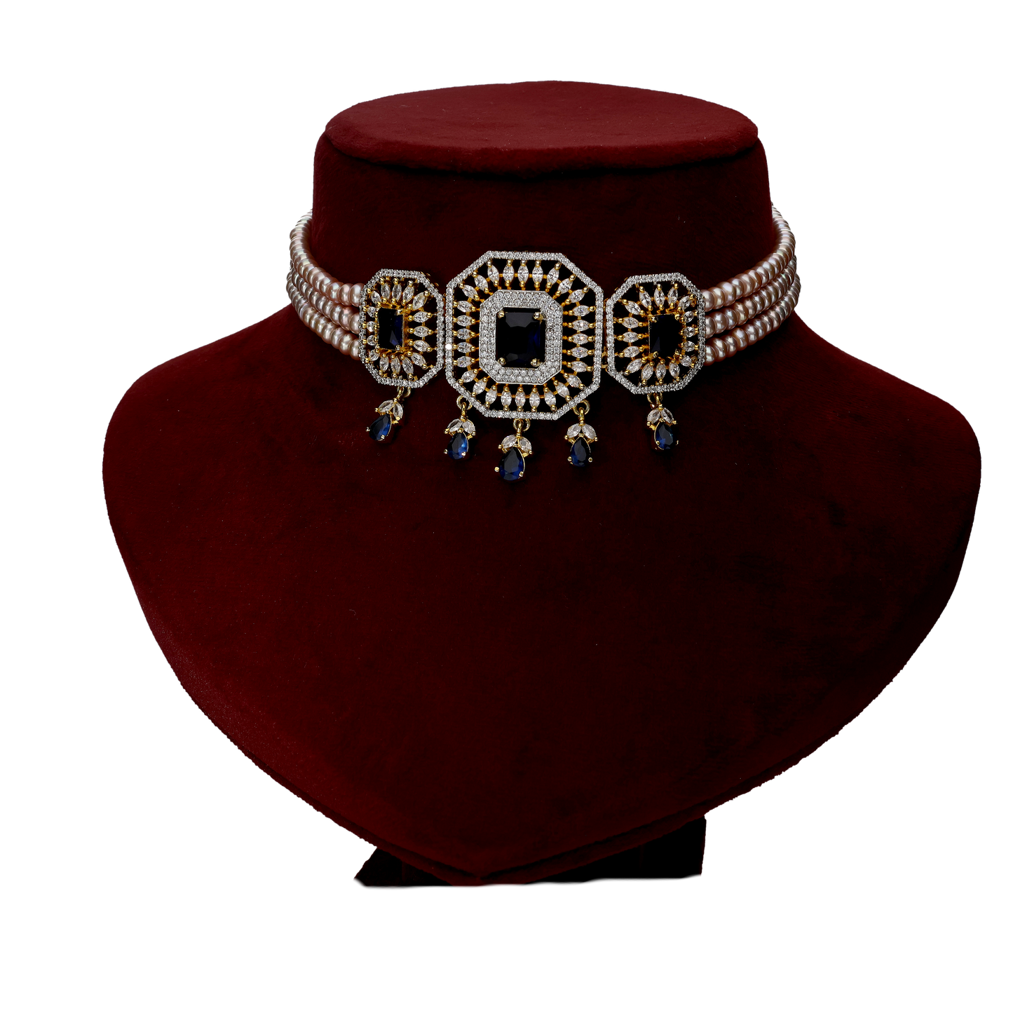 Blue Simple Pearl Chowker