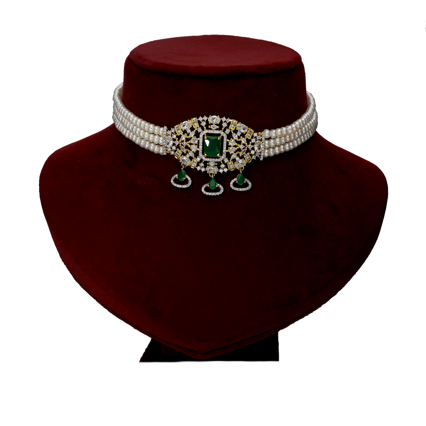 Beautiful Emerald White Pearl Neclace