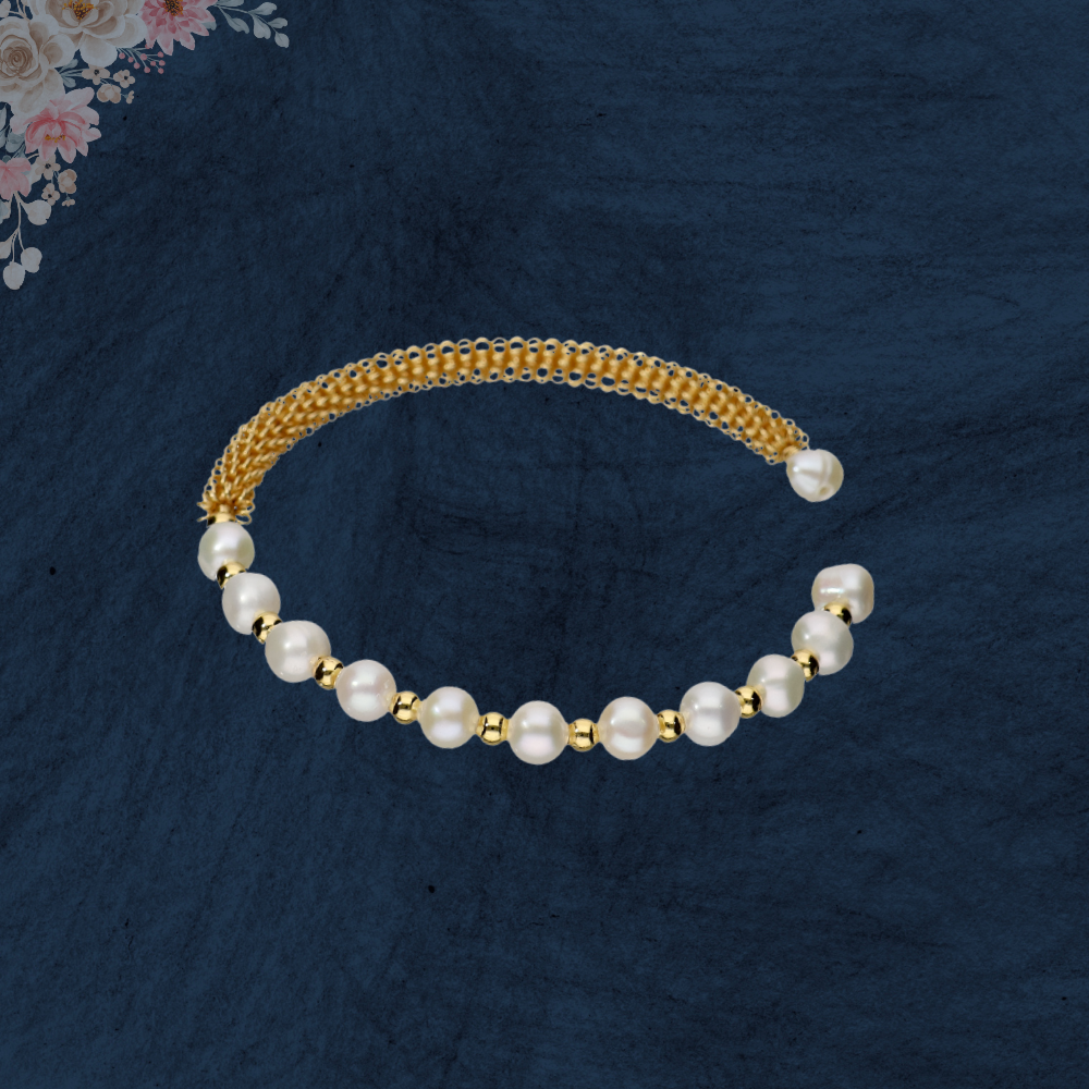 White And Goldish Curve Shaped Fancy Bracelet