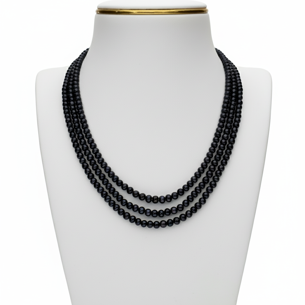 Black Necklace with3 Rows show elligence