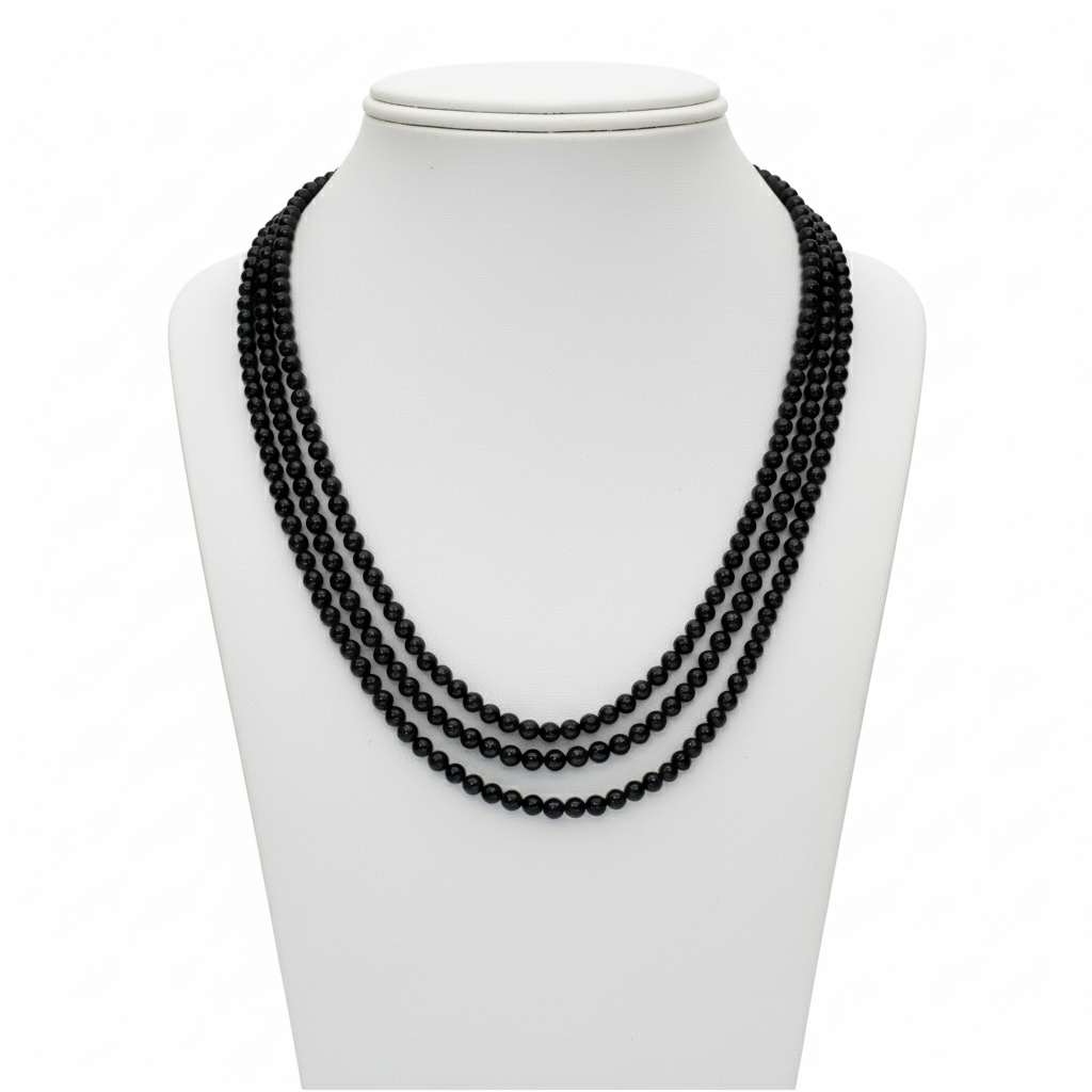 Black elegant round 3 rows Necklace