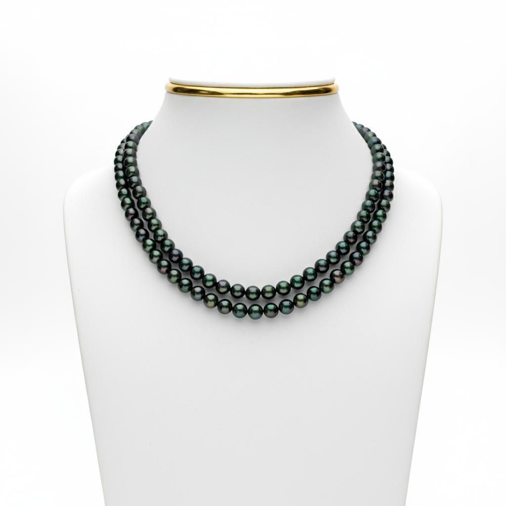 Black Round Pearl Necklace