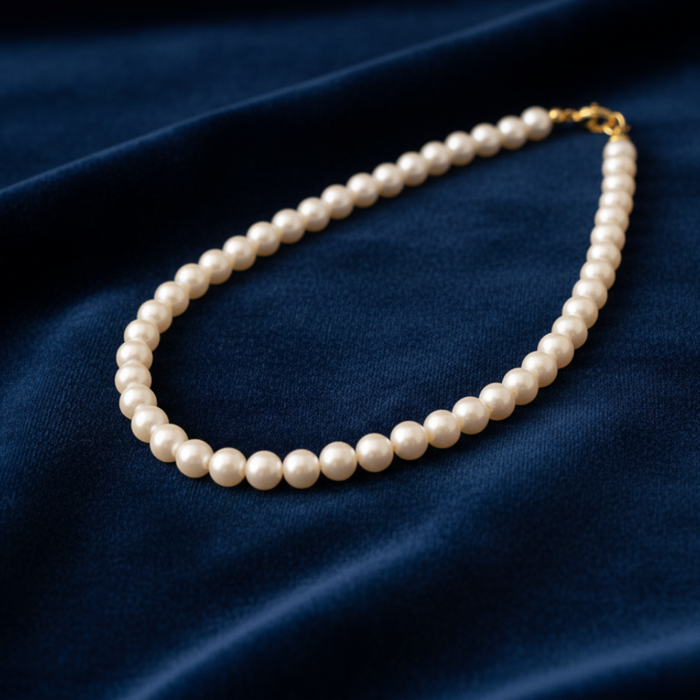 Lovely White Round Pearl Necklace