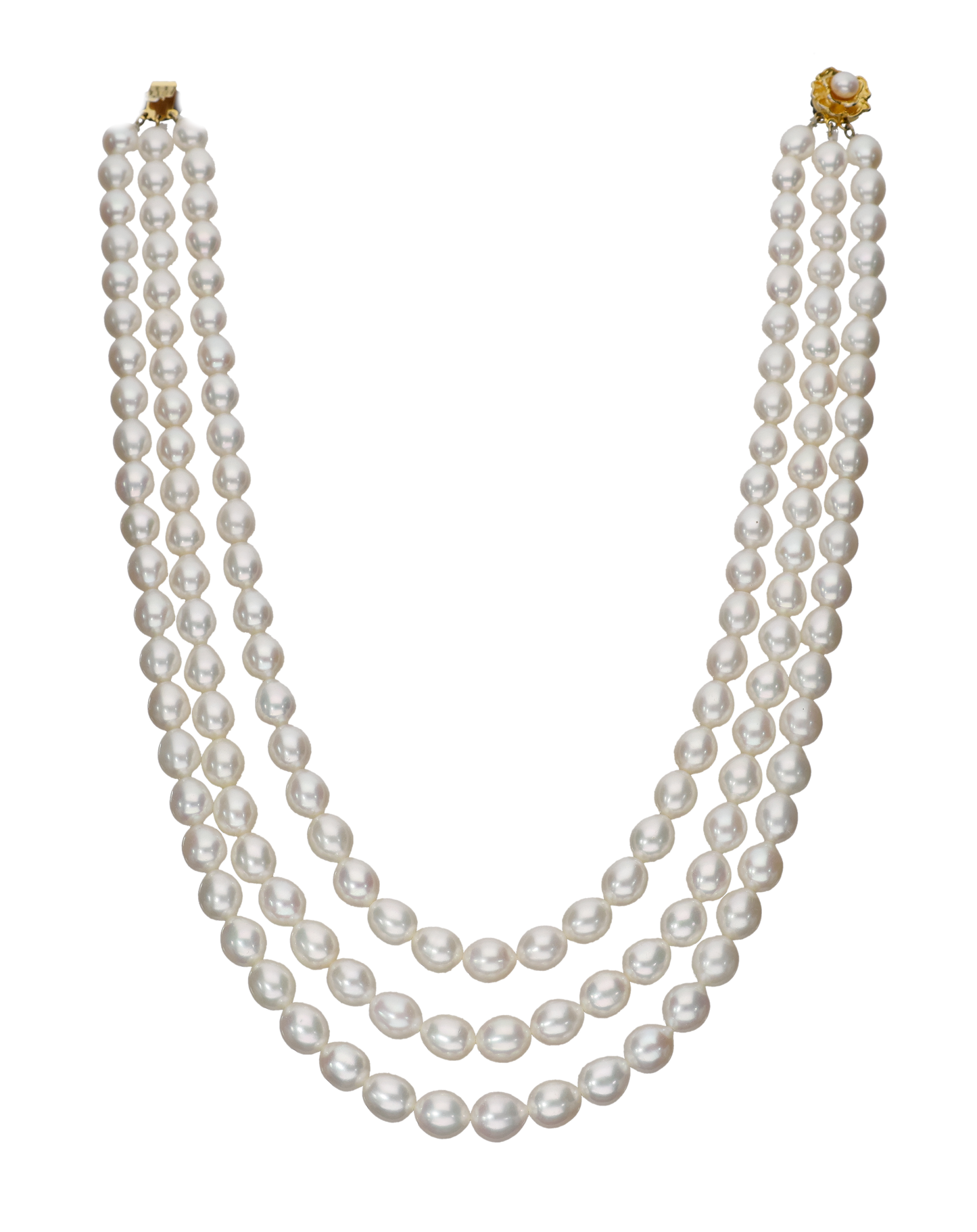 Round 3 Line White Pearl Necklace