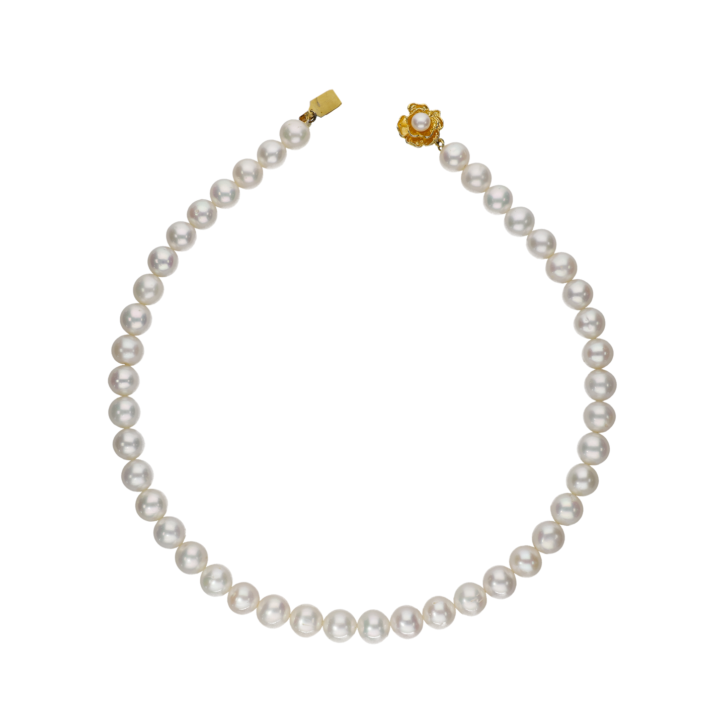 White Rounded Single Line Pearl Necklace