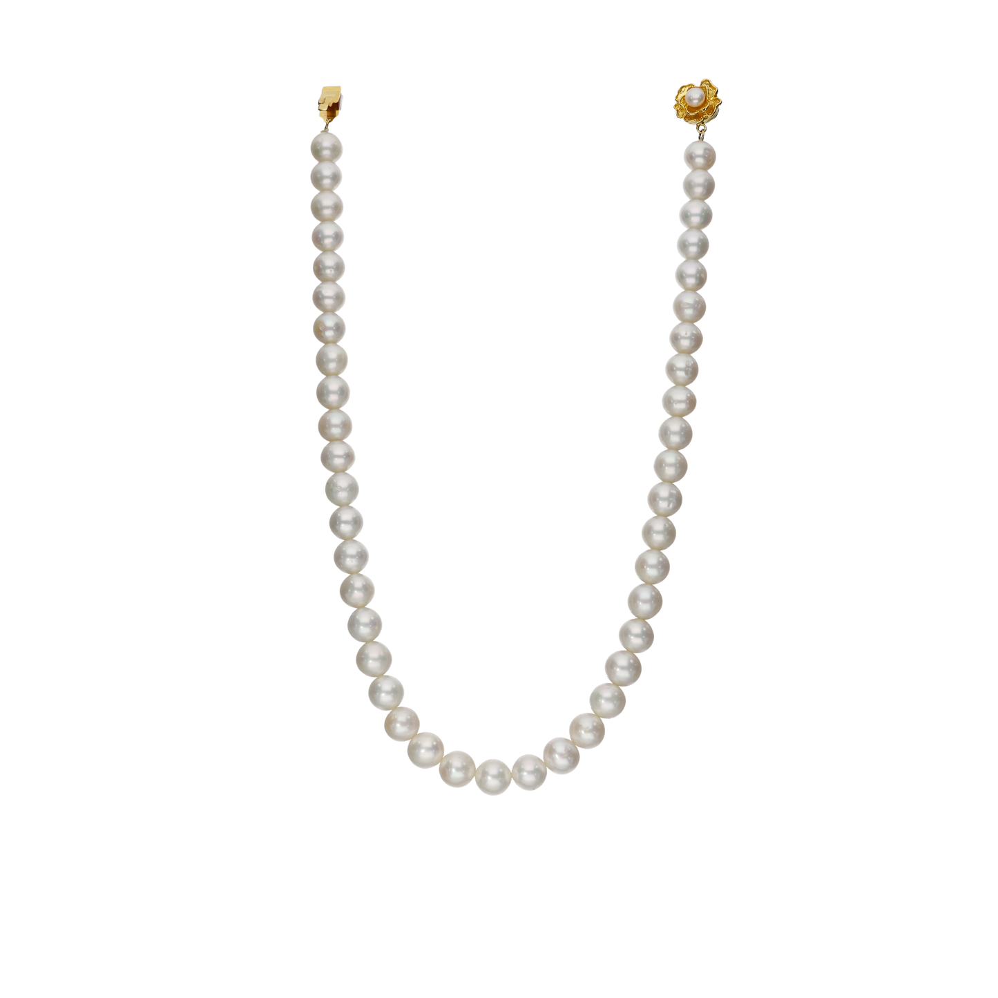 White Rounded Single Line Pearl Necklace