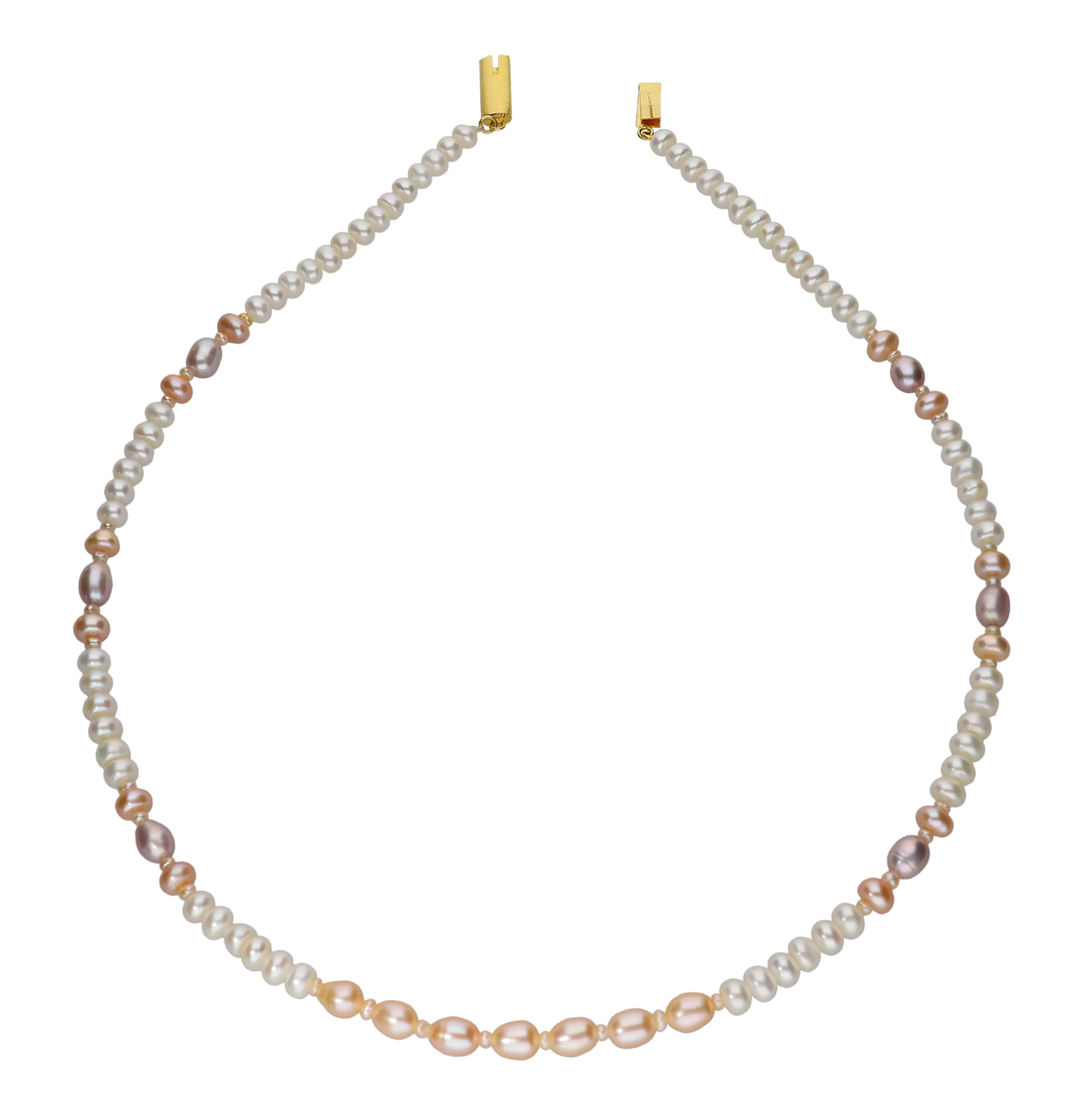 White and Peach Coloured Pearl Necklace