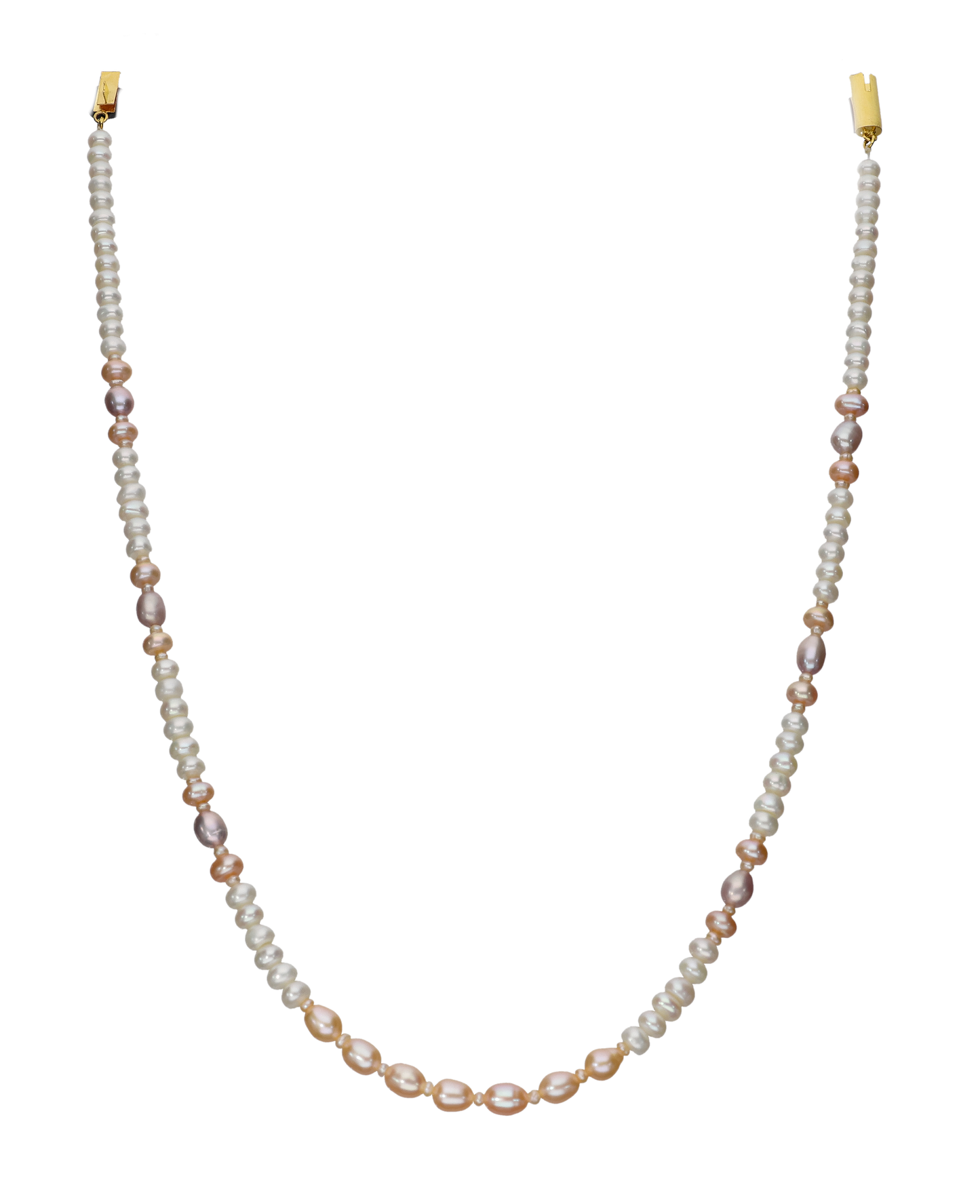 White and Peach Coloured Pearl Necklace