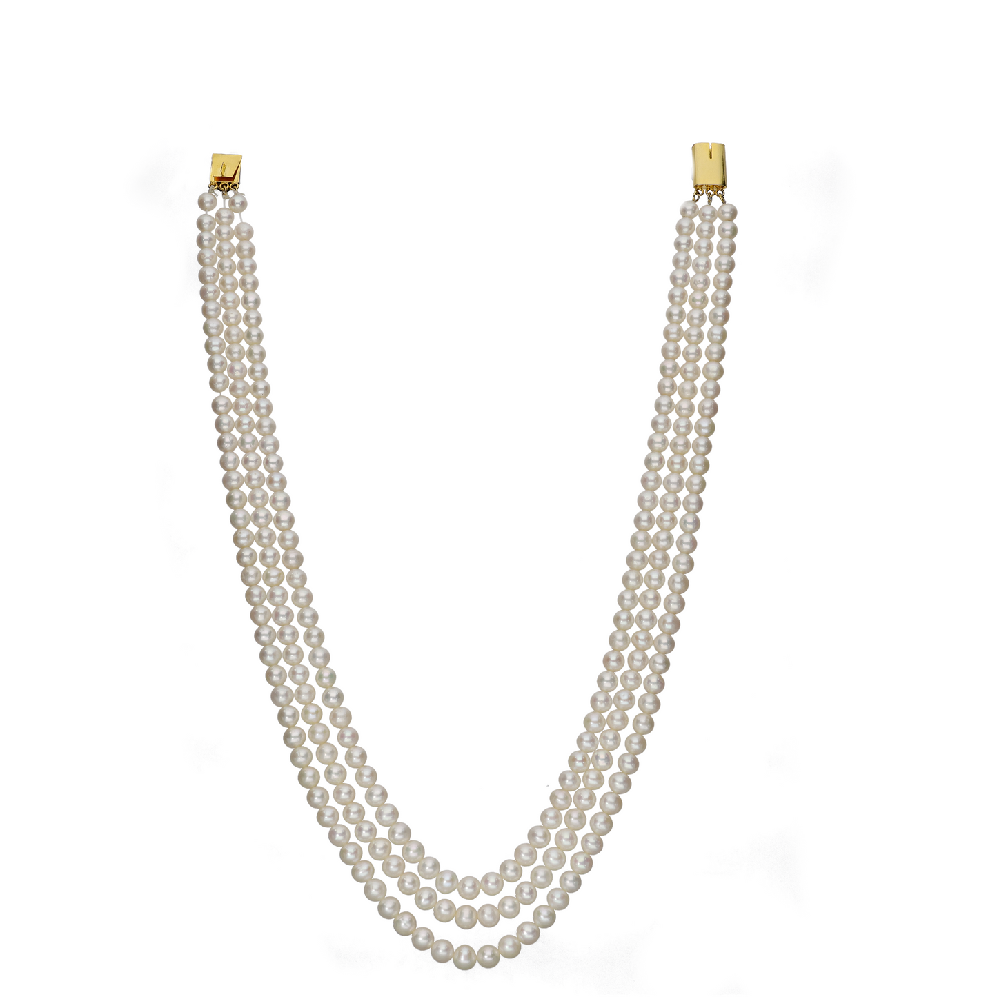 White 3 Rows Pearl Necklace