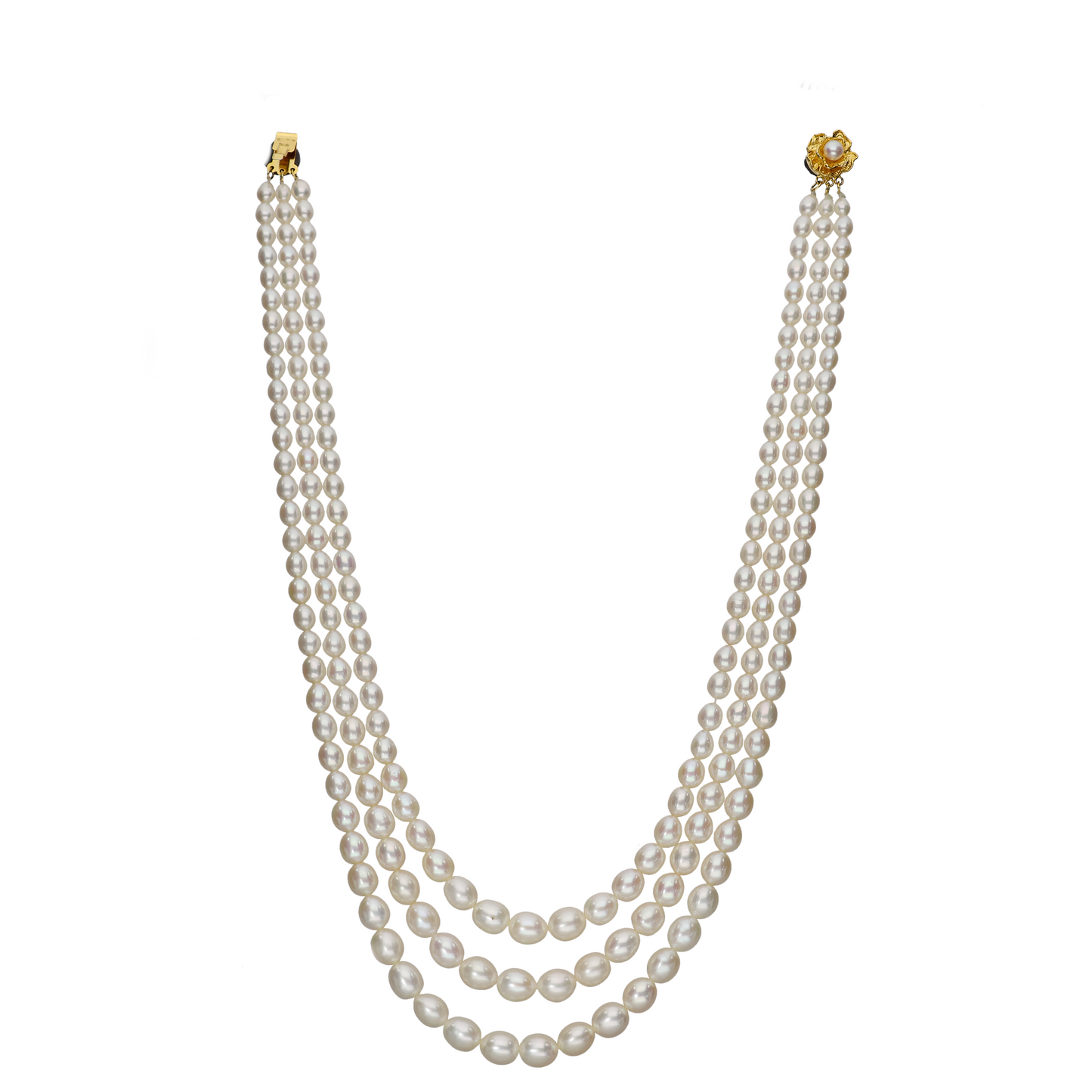 White 3 Lyered Pearl Necklace