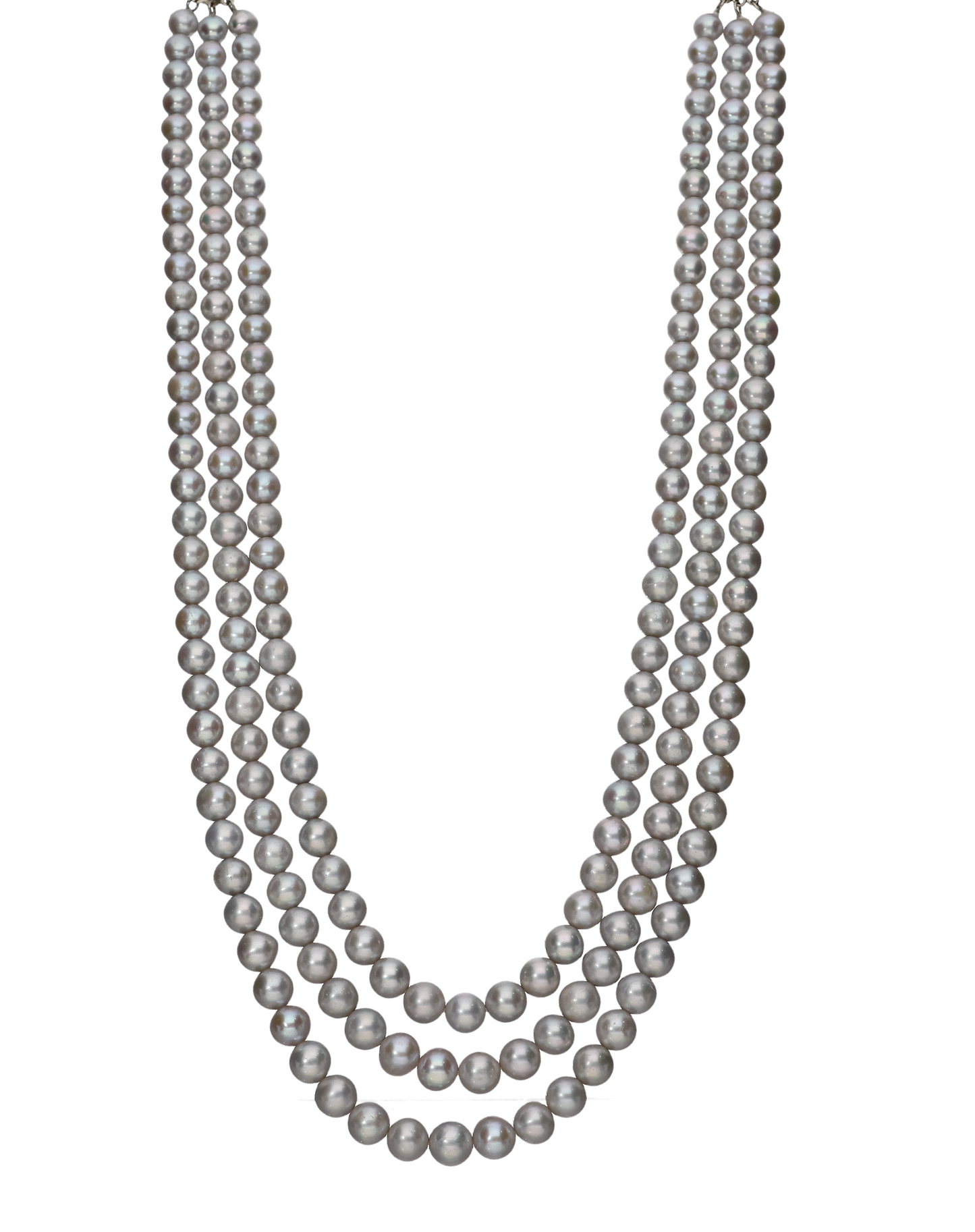 Stylish 3 Layered Gray Pearl Necklace