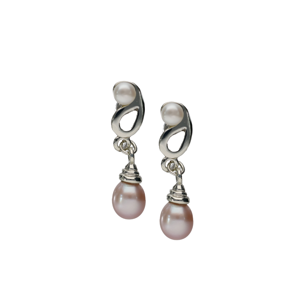 White & Pink Pearl Earring