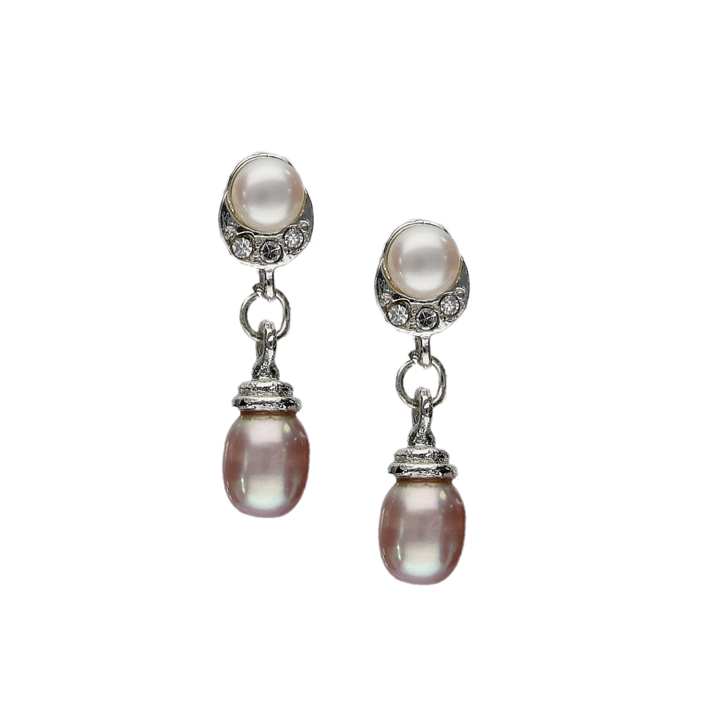 White & Pink Pearl Earring
