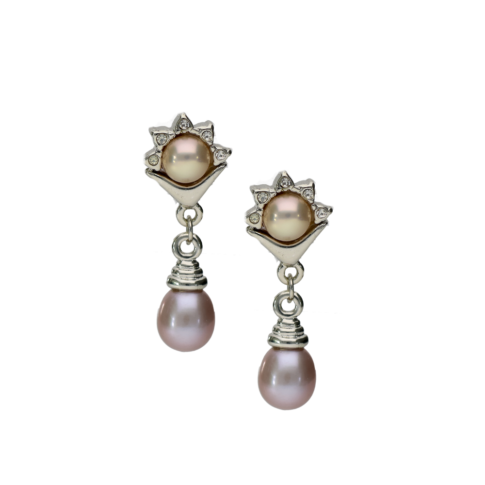 Classy White & Pink Pearl Earring