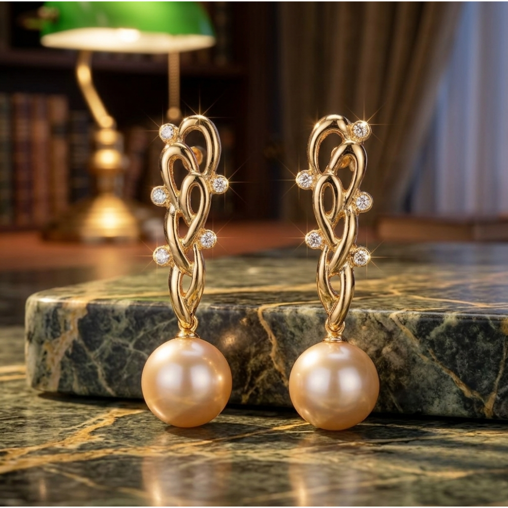 Golden Elegance Southsea Pearl Earrings
