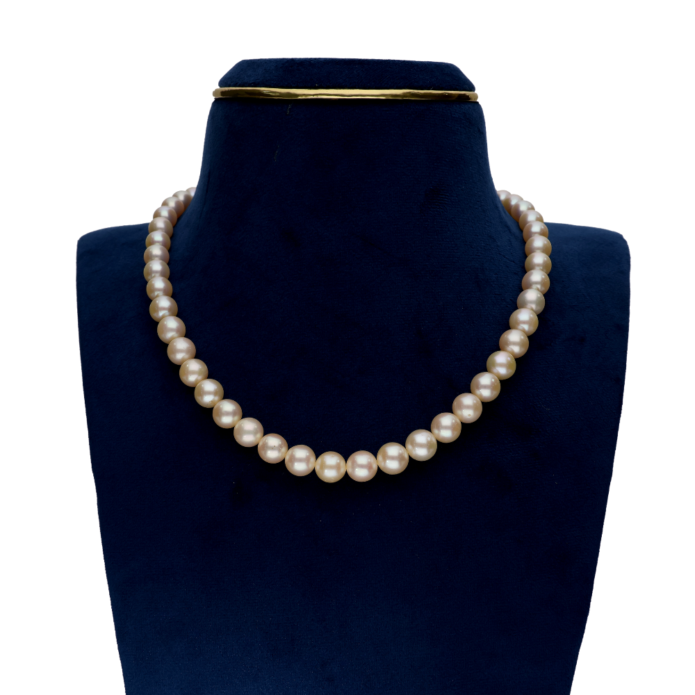 Contemporary Peach Pearl Necklace