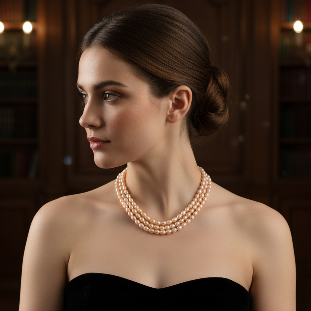 Fashionable Multi -Coloured Pearl Necklace