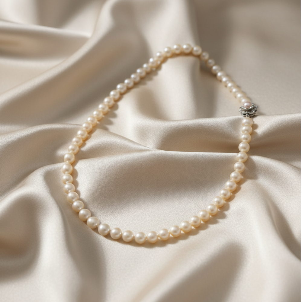 Contemporary Peach Pearl Necklace