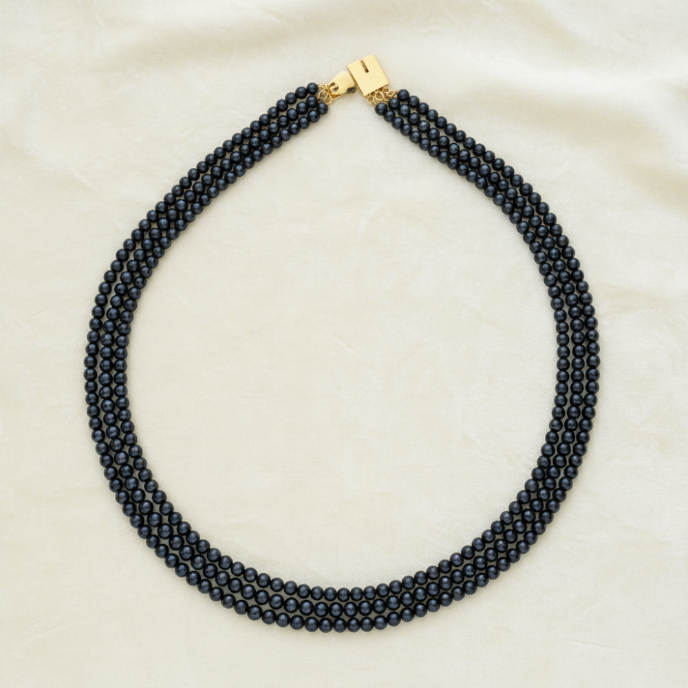 Black elegant round 3 rows Necklace