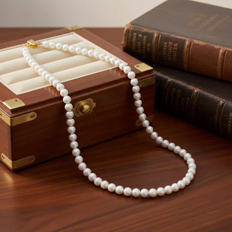 White pearl necklace bride look