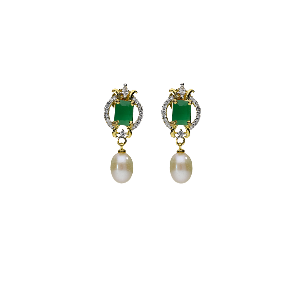 Emerald Cascade Pearl Earrings