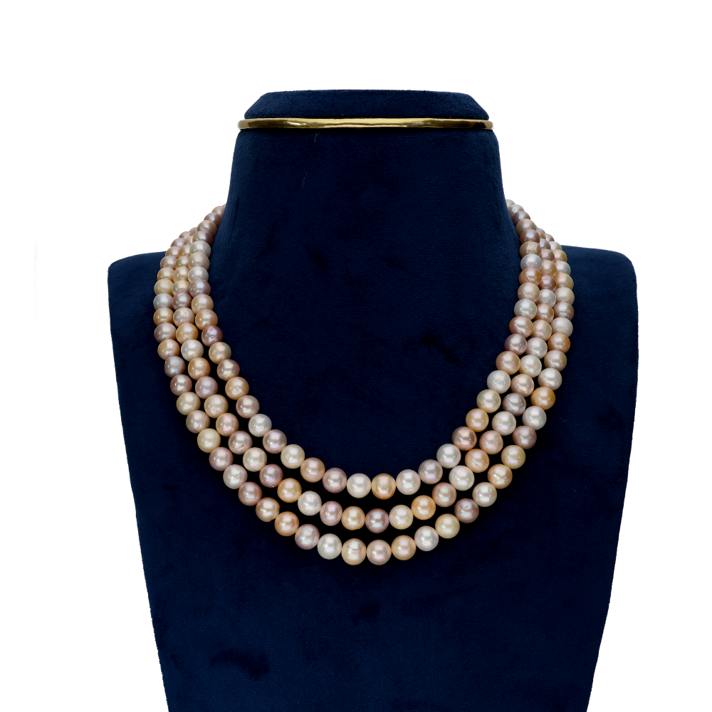 Fashionable Multi -Coloured Pearl Necklace