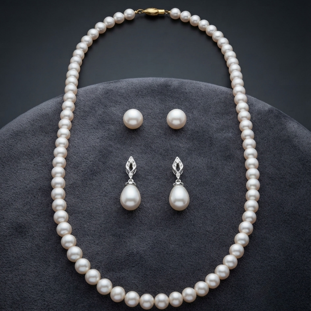 pearl white necklace with tops