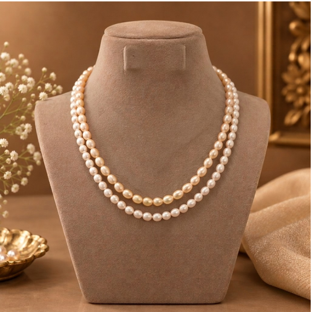 The Dual-Strand Graceful Oval Pearl Necklace
