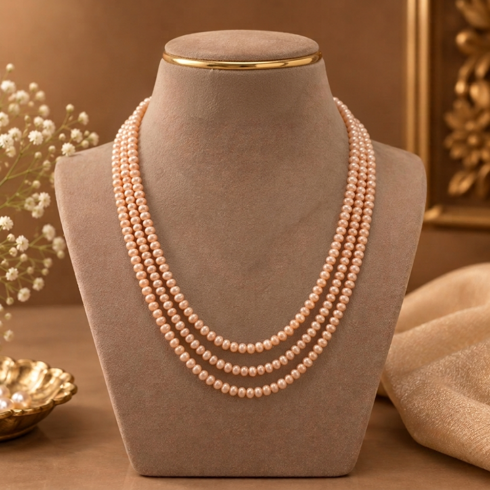 Elegant Peach Freshwater Pearl Necklace