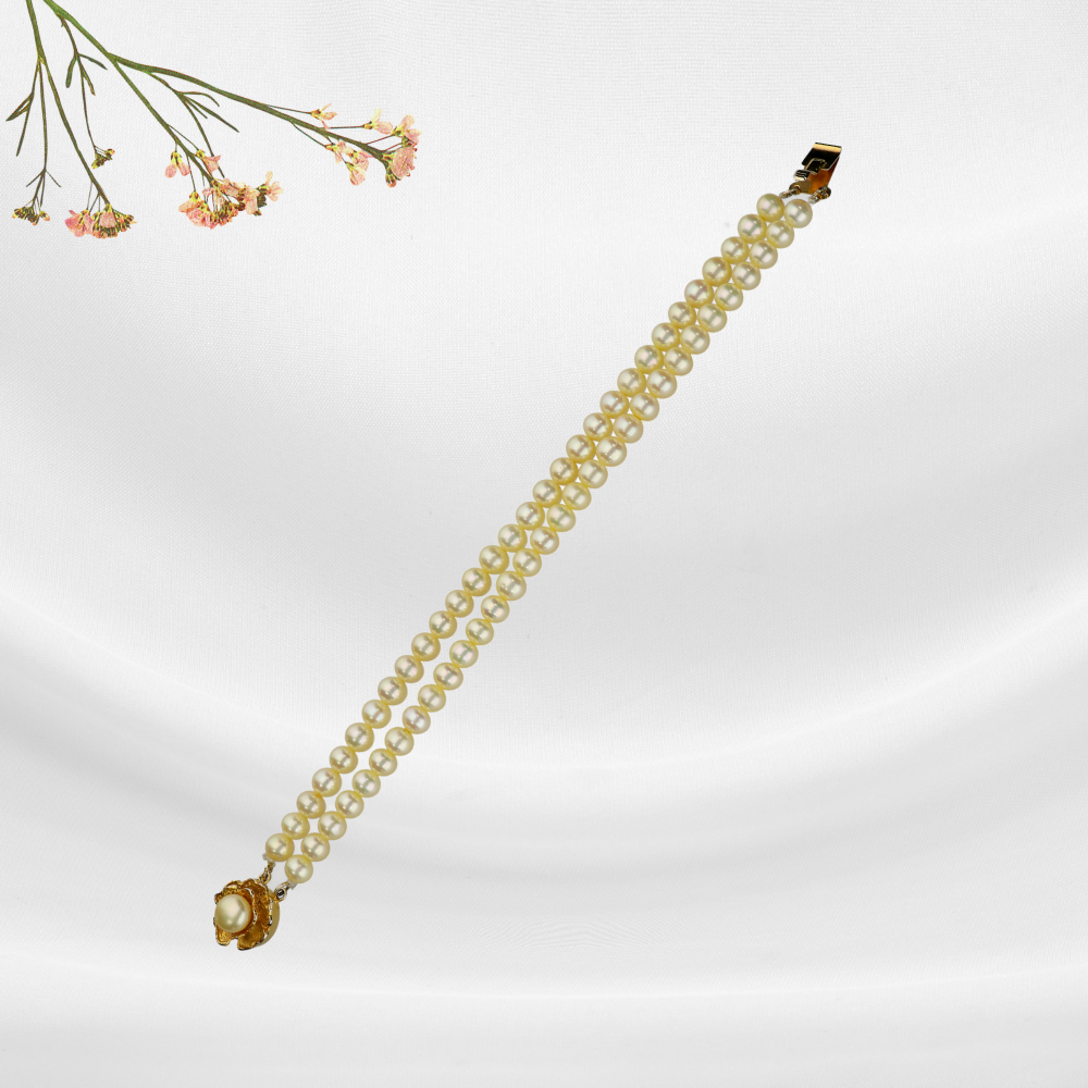 Yellow 2 Line Pearl Bracelet