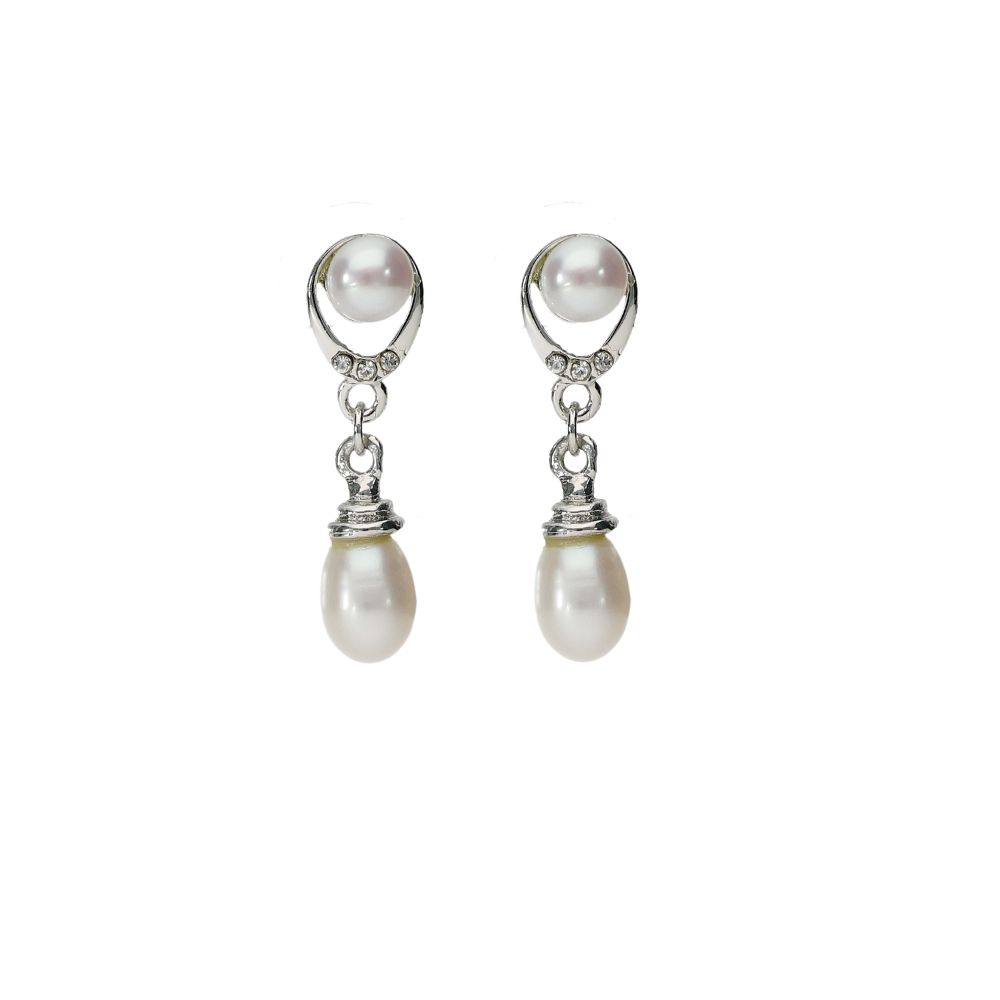 Sterling Orbit Pearl Dangles