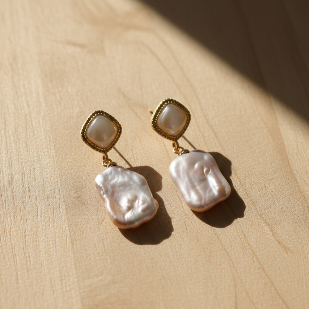 Baroque Shape Pearl Studs