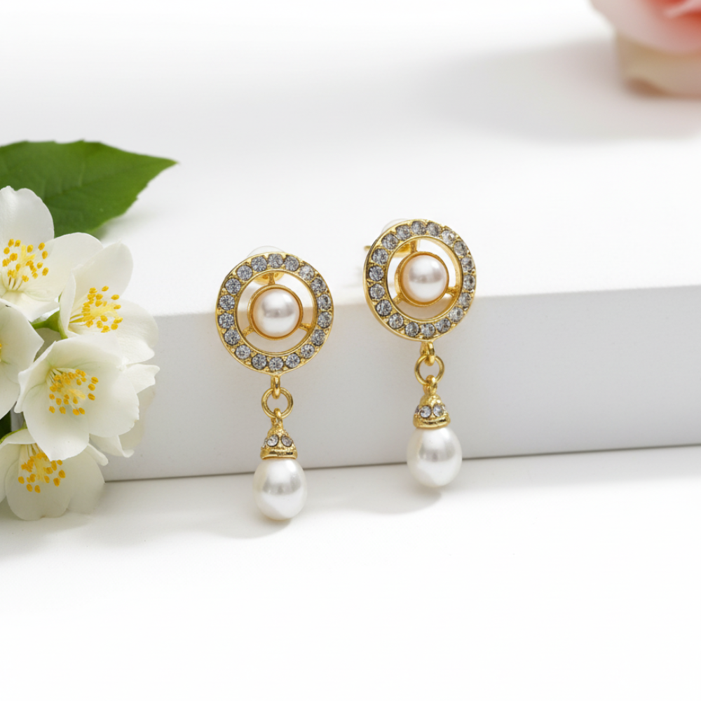Regal Double-Pearl Halo Dangles