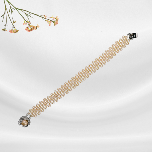 Zigzag Peach Pearl Bracelet