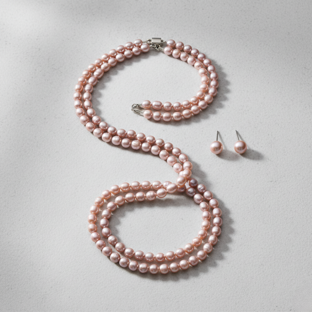 Hyderabadi Pink Pearl Necklace