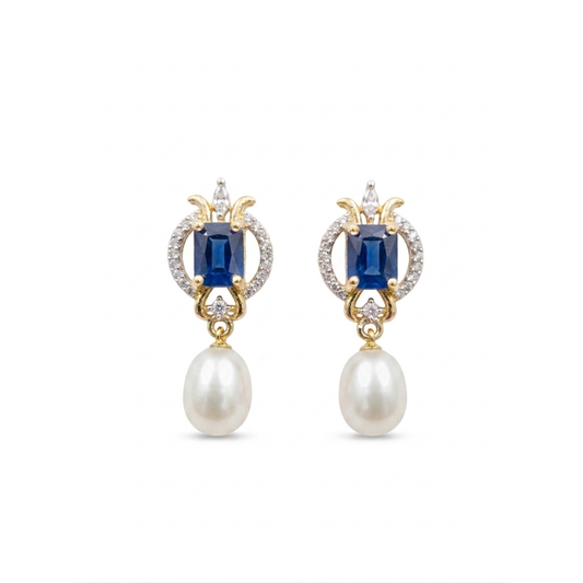 Blue Sapphire Pearl Ear Rings