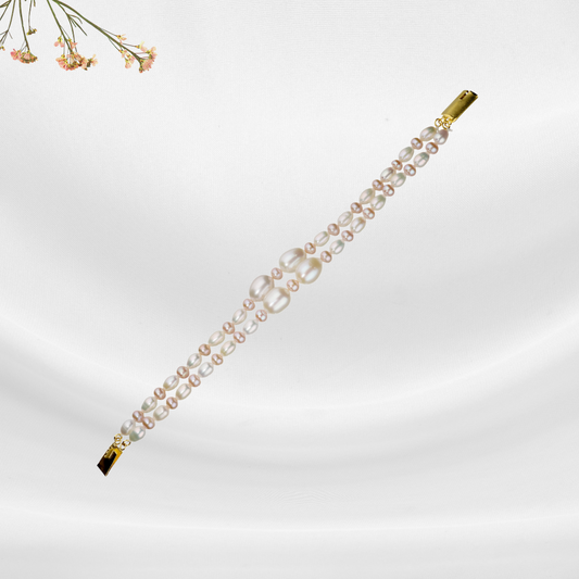 Multi-Coloured 2 Line Pearl Bracelet