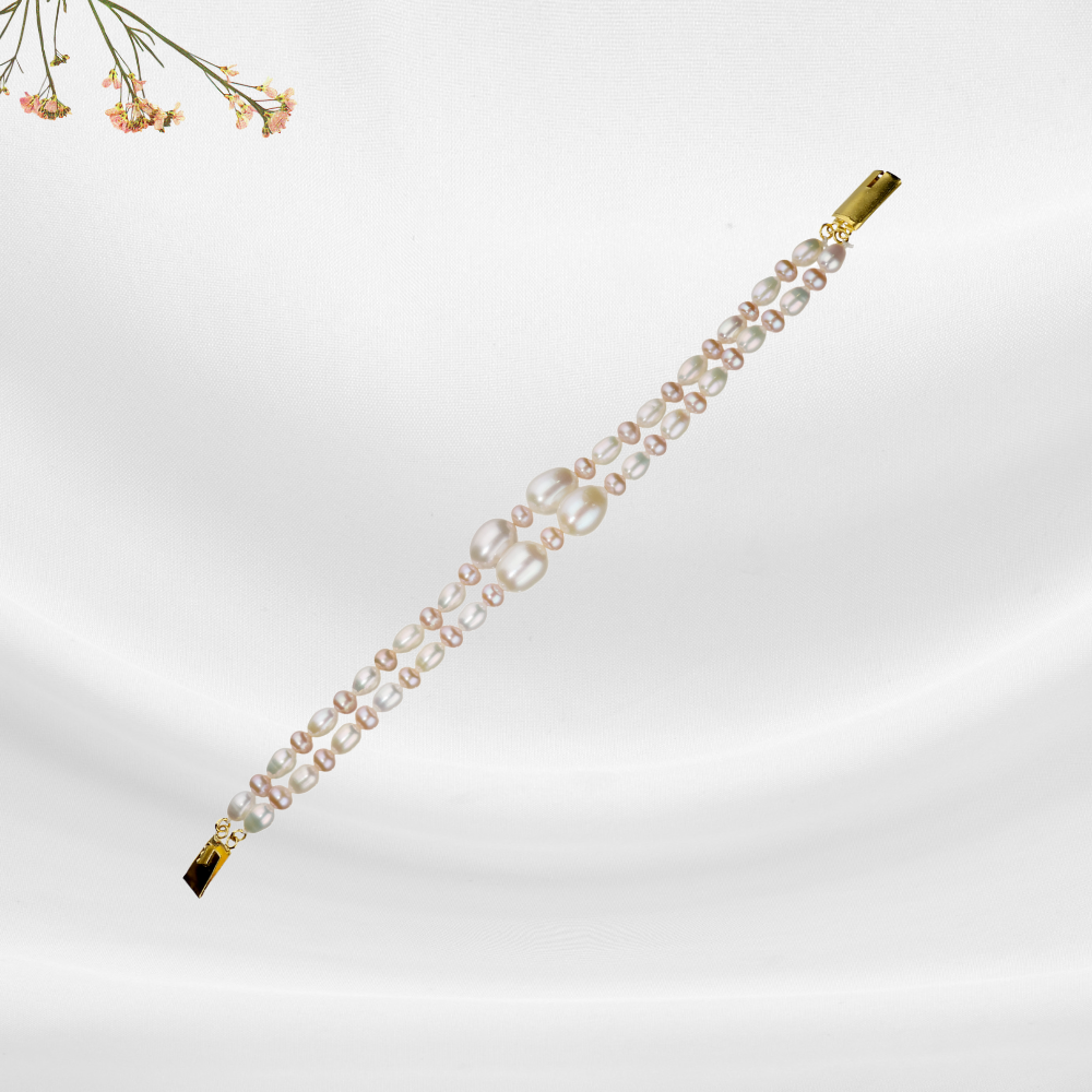Multi-Coloured 2 Line Pearl Bracelet