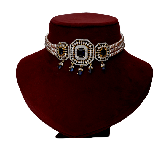 Blue Simple Pearl Necklae