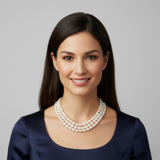 Round 3 Line White Pearl Necklace
