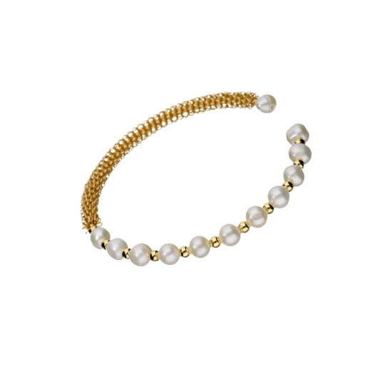 White And Goldish Curve Shaped Fancy Bracelet
