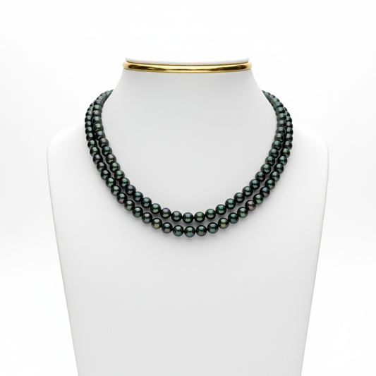 Black Round Pearl Necklace