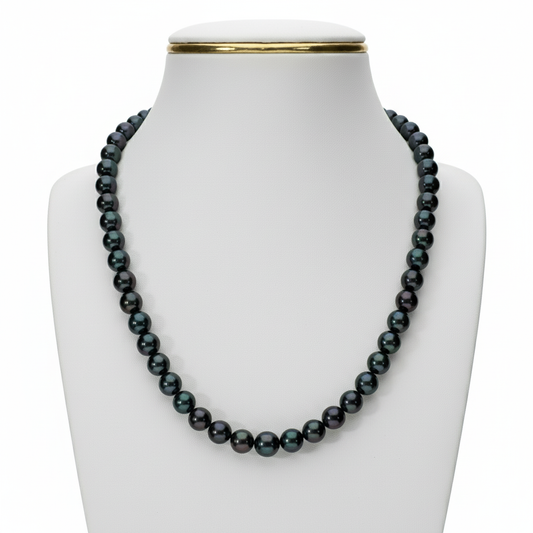 Black Rounded Pearl Necklace
