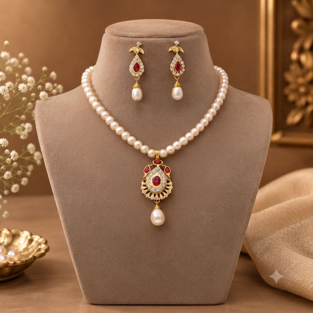 Freshwater Locket Set with Ear Rings