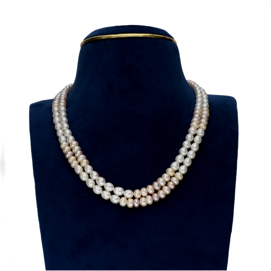 Mixed 2 Line Pearl Necklace